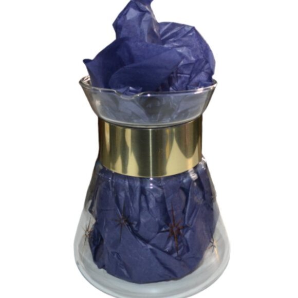 MCM Corning Clear Glass Stovetop Coffee Pot Atomic Starburst Pattern Gold Color - Picture 3 of 8